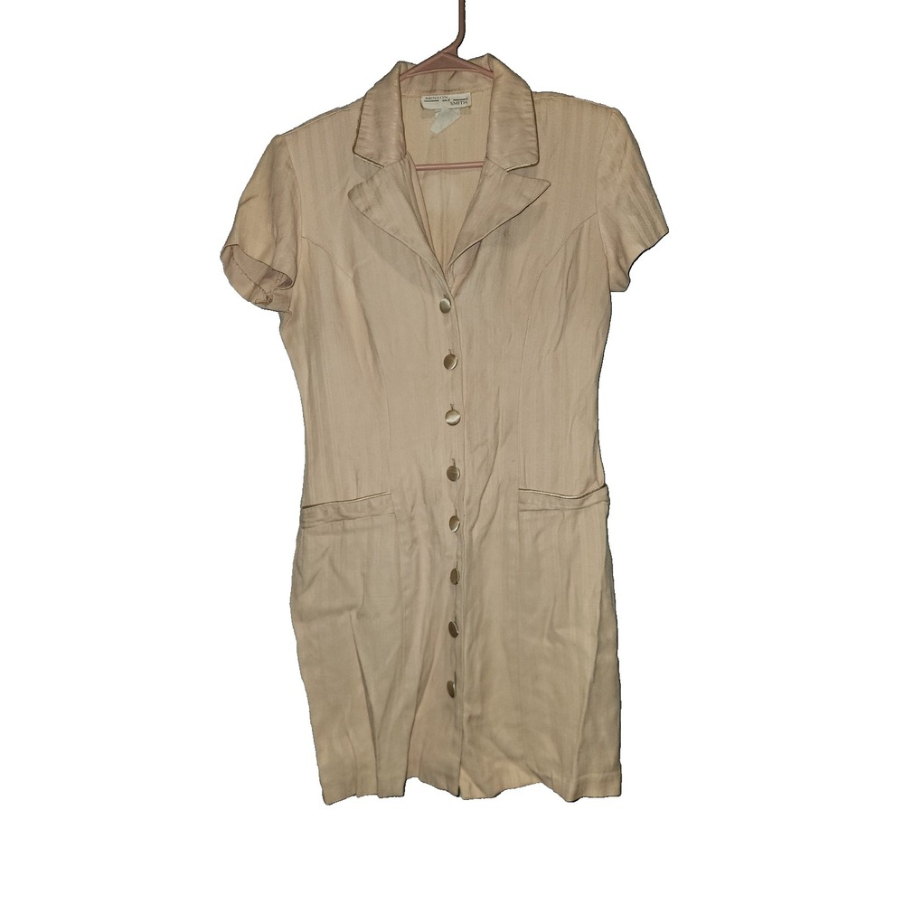 Benson and Smith cream mini dress with tie back Vintage Fits Like A Small